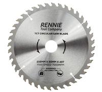 Rennie Tools - 216mm x 30mm x 40T TCT Circular Wood Saw Blade Includes 25mm 20mm & 16mm Bore Reduction Rings. Compatible with Festool Bosch Makita Dewalt Circular Saw,