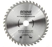 Rennie Tools - 235mm x 30mm x 80T TCT Circular Wood Saw Blade Includes 25mm 20mm & 16mm Bore Reduction Rings. Compatible with Bosch Makita Dewalt Circular Saw Etc. 235mm Saw Blade