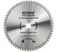 Rennie Tools - 300mm x 30mm x 60T TCT Circular Wood Saw Blade Includes 25mm 20mm & 16mm Bore Reduction Rings. Compatible with Bosch Makita Dewalt Circular Saw Etc. Also Fits 305mm Saws