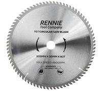 Rennie Tools - 305mm x 30mm x 80T TCT Circular Wood Saw Blade Includes 25mm 20mm & 16mm Bore Reduction Rings. Compatible with Bosch Makita Dewalt Circular Saw Etc.