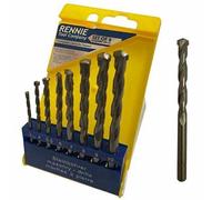 Rennie Tools - 8 Piece Tungsten Carbide (TCT) Masonry Drill Bit Set for Concrete Brick Porcelain Ceramic Tile Plastic Wood (3 4 5.5 6 7 8 9 & 10mm)
