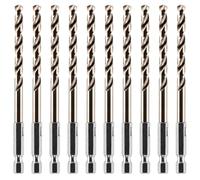 Rennie Tools - Box Of 10 x 4.9mm Hex Shank HSS Gold Cobalt Jobber Drill Bit For Stainless Steel, Hard Metals, Aluminium, Cast Iron, Copper. Twist Drill Bit Sets. 4.9mm Drill Bits Metric Drill
