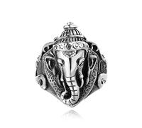 Renning Hindu Lord Ganesh Ganesha Elephant Hindu Rings for Men Stainless Steel God of Fortune Ring Jewelry Size 7-12, Metal, stainless-steel
