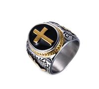 Renning Stainless Steel Christian Holy Cross Ring for Men Women Religious Prayer Ring Black Enamel Jewelry Size 7-13, Metal, stainless-steel