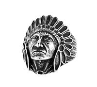 Renning Stainless Steel Native American Indian Chief Head Rings for Men Women Biker Ring Vintage Tribal Ring, Metal, stainless steel