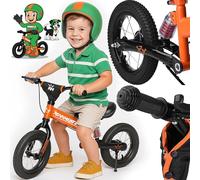 Rennmeister® Balance Bike | 12' Wheels | Suspension | Ages 3+ | Adjustable Seat & Handlebar | Kickstand | Exercise Kids Children Toddler Bicycle | Orange & Black