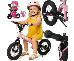 Rennmeister® Balance Bike | 12' Wheels | Suspension | Ages 3+ | Adjustable Seat & Handlebar | Kickstand | Exercise Kids Children Toddler Bicycle | Black Pink