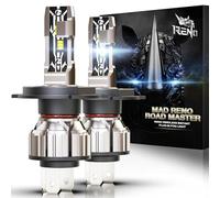 RENO H4 LED Bulbs H4 9003 Fog Light Bulb 12000LM 6500K Cool White Dual Beam 9003 H4 Fog Light HB2 Fanless Plug & Set Pack of 2