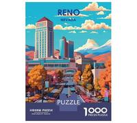 Reno Nevada Cityscape 1000 Piece Jigsaw Puzzle, Historic Square Architecture, Screen-Free Fun, Matte Printed Jigsaw, for Travel Lovers, 52x38cm/1000pcs