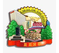 Reno Nevada USA America Fridge Magnet Wooden Collection 3D Wood Handmade Travel City Souvenirs Refrigerator Magnet Home Decoration Gift -452