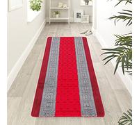 renoazul® Anti Slip Hallway Carpet Runner Rug, 60 x 220 cm Non-Slip Gel Back Door Runners Rug, Washable Long Enterway Anti Slip Rugs for Living Room and Hallway (Gel Back Nada Rug - Red Grey)