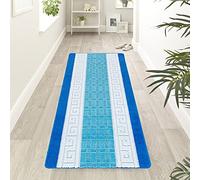 renoazul® Anti Slip Hallway Carpet Runner Rug, 60 x 220 cm Non-Slip Gel Back Door Runners Rug, Washable Long Enterway Anti Slip Rugs for Living Room and Hallway (Gel Back Nada Rug - Blue)