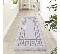 renoazul® Anti Slip Hallway Carpet Runner Rug, 60 x 220 cm Non-Slip Gel Back Door Runners Rug, Washable Long Enterway Anti Slip Rugs for Living Room and Hallway(Gel Back Rocco Rug - Silver)