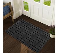 renoazul® Back Door Mats Indoor With Jute Back, Low Pile Rug - Luna Black - 60x110 cm - Washable Rugs For Kitchen, Bedside Rugs and Entrance Door Mat