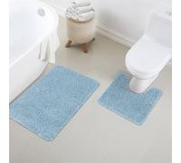 renoazul® Dirt Trapper Non Slip Bath Mat - Bathroom Mats Sets 2 Pieces 40 x 50 cm & 50 x 80 cm Aqua - Add Savings With Washable Kitchen Rug & Welcome Mat