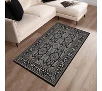renoazul® Door Mats Indoor With Jute Back, Vintage Rug - Zinat 80x150 cm Black - Washable Rugs For Kitchen, Corridor, Hallway Runner and Welcome Mat