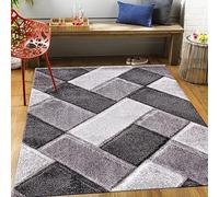 renoazul® Geometric Washable Turkish Anti Fatigue Mat - 120x170 cm - Grey - Large Orion Area Rug for Kitchen, Corridor, Bedroom, Office or Living Room