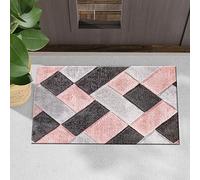 renoazul® Geometric Washable Turkish Shaggy Mat - 60x110 cm - Pink - Large Orion Doormat Rug for Hallway, Corridor, Office, Bedroom, Kitchen, or Living Room