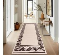renoazul® Hallway Runner Rug - Non Slip Carpet Runner for Kitchen, Hall and Entrance - Washable Anti Fatigue Mat 66 x 220 cm - Greeky - Beige and Brown Rug