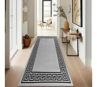 renoazul® Hallway Runner Rug - Non Slip Carpet Runner for Kitchen, Hall and Entrance - Washable Anti Fatigue Mat 66 x 220 cm - Greeky - Silver and Black Rug