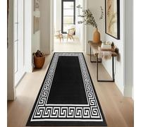 renoazul® Hallway Runner Rug - Non Slip Carpet Runner for Kitchen, Hall and Entrance - Washable Anti Fatigue Mat 66 x 220 cm - Greeky - Black and White Rug