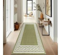 renoazul® Hallway Runner Rug - Non Slip Carpet Runner for Kitchen, Hall and Entrance - Washable Anti Fatigue Mat 66 x 220 cm - Greeky - Green and Cream Rug