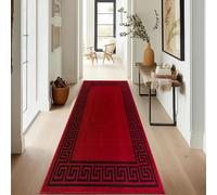renoazul® Hallway Runner Rug - Non Slip Carpet Runner for Kitchen, Hall and Entrance - Washable Anti Fatigue Mat 66 x 220 cm - Greeky - Red and Black Rug