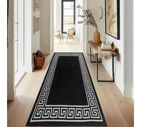 renoazul® Hallway Runner Rug - Non Slip Carpet Runner for Kitchen, Hall and Entrance - Washable Anti Fatigue Mat 66 x 220 cm - Greeky - Black and Grey Rug