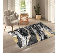 renoazul® Jute Back Floor Mats Indoor - Jeze Black Abstract Rug - 80 x 150 cm - Washable Inside Door Mat For Kitchen, Corridor Rug and Welcome Mat