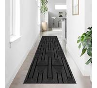 renoazul® Jute Back Kitchen Carpet Runners, Geometric Rugs For Living Room - Luna Black Rug - 60 x 300 cm, Washable Runner Rug For Hallway and Lounge