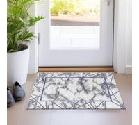 renoazul® Medium Pile Back Door Mats Indoor With Jute Backing - Kiens Marble Rug - 60 x 110 cm - Blue - Washable Kitchen Mat - Ideal For Living Room, Fireside, Corridor Rug And Welcome Mat.