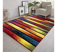 renoazul® Multi Colour Area Rugs for Living Room, Hallway, Bedroom and Office, 200 x 290 cm, Stripes, Soft Thick Pile Fluffy Thick Plush Polypropylene Carpet