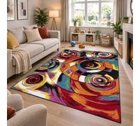renoazul® Multi Colour Carpet Runner Rug for Living Room, Hallway, Bedroom and Office, 160 x 230 cm, Moonlight, Soft Thick Pile Fluffy Thick Plush Geometric Runner Rug