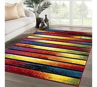 renoazul® Multi Colour Carpet Runner Rug for Living Room, Hallway, Bedroom and Office, 160 x 230 cm, Stripes, Soft Thick Pile Fluffy Thick Plush Geometric Runner Rug