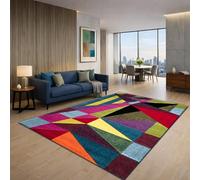 renoazul® Multi Colour Large Rugs for Living Room, Hallway, Bedroom and Office, 200 x 290 cm, Polygon, Soft Thick Pile Fluffy Thick Plush Modern Luxury Rug
