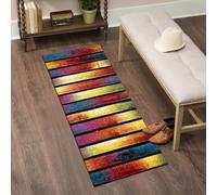 renoazul® Multicoloured Kitchen Runners - 60x220cm - Stripes Design Runner Rug | Dense Piles, Jute Backing, Washable Rug for Entrance, Bedroom Corridor & Welcome Mats
