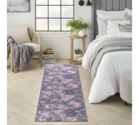 renoazul® Non-Skid Door Mat Runner With Gel Backing - Marble Rug - 60 x 220 cm - Pink - Washable Low Pile Rug, Hall Runners - Ideal For Living Room, Bedside, Lounge.