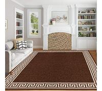 renoazul® Non Skid Rugs Living Room With Rubber Back - Greeky Brown Beige Rug - 120 x 170 cm, Washable Low Pile Rug For Living Room and Bedroom Carpet