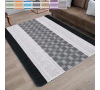 renoazul® Non-Slip Area Rug, 80 x 150 cm Washable, Heavy Duty Floor Protector Anti Slip Hallway Large Rug for Indoor Outdoor Hall Bedroom and Kitchen (Gel Back Nada Rug - Black Grey)