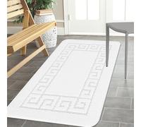 renoazul® Non-Slip Area Rug - 80 x 150 cm Washable Large Kitchen Rug, Soft Floor Runner Rugs For Hallway, Bedside Rug And Welcome Mat (Gel Back Rocco Rug - White)