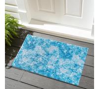 renoazul® Non - Slip Door Mat Indoor With Gel Backing - Marble Rug - 50 x 80 cm - Blue - Washable Low Pile Rug, Floor Mats - Ideal For Living Room, Entrance And Kitchen Mat.