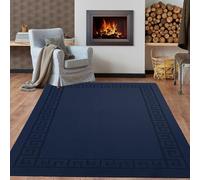renoazul® Non Slip Rugs Living Room - 160 x 230 cm Thin Washable Rugs Carpet For Bedroom And Office 5 ft 3 in By 7 ft 6.5 in (Gel Back Rocco Rug - Navy)