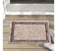 renoazul® Shaggy Washable High Pile Bordered Rug, 60 x 110 cm, Trani Brown, Cozy Runner Rug for Hallways, Kitchen, Office, or Indoor Spaces