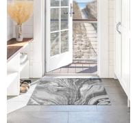 renoazul® Small Rugs For Bedroom With Jute Back, Low Pile Rug - Gant Silver - 60 x 110 cm - Washable Runner Rug For Kitchen, Bedside And Hall Runners