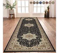 renoazul® Soft Black Runner Rugs For Hallway - Jute Back Rome Turkish Rug - 80x300 cm - Washable Runner Rugs For Kitchen, Hall and Living Room Carpet