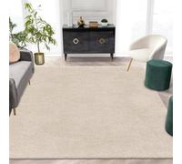 renoazul® Thich Dense Pile Solid Living Room Rugs Large With Gel Backing, Alya - 200x290 cm - Beige, Washable Very Large Rugs - Ideal For Lounge, Fireside, Sitting Room, Wooden Floor & Dining Room.