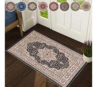 renoazul® Traditional Door Mats Indoor With Jute Back - Rome Black Floor Mat - 60 x 110 cm - Washable Door Mat, Bedside Rug and Kitchen Small Rug