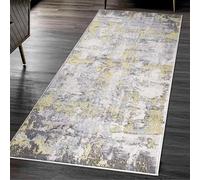 renoazul® Turkish Design Washable Antique Kitchen Mat, 60 x 220 cm, 2 ft x 7 ft 3 in, Abstract Ochre, Small Runner for Hallway, Stair, Corridor, and Narrow Entrance