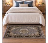 renoazul® Turkish Front Door Mat Inside With Jute Back, Rome Grey Rug - 80 x 150 cm - Washable Door Mats, Corridor Rug Runner For Kitchen and Bedside