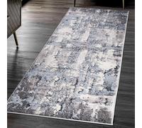 renoazul® Turkish Pattern Washable Modern Hallway Rug, 2 ft x 7 ft 3 in, 60 x 220 cm, Abstract Grey, Carpet Runners for Hallway, Lounge, Corridor, and Narrow Passage